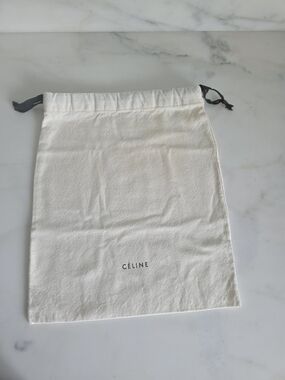 Celine Dust Bag Drawstring Pouch Ivory Canvas 12x14.5 Storage Bag